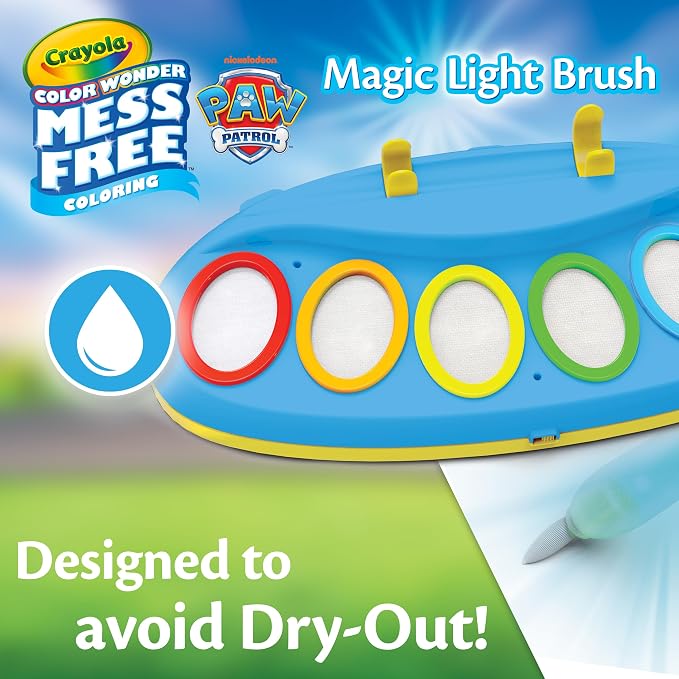 Crayola PAW Patrol Color Wonder Magic Light Brush – Mess Free Painting Kit for Kids with Lightup Brush, Gift for Toddlers, Preschool Art Activities, Ages 3+