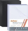 Ndsox 120 Pack Binding Covers and Backs Set 8.5" x 11" Letter Size | 60 8-Mil Clear Plastic Covers, 60 12-Mil Black Sand-Textured Bingding Presentation Polycovers, Office & School Use