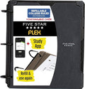 Five Star Flex Refillable Notebook + Study App,College Ruled Paper and 1 Inch TechLock Ring Binder with Customizable Cover,Pockets,Tabs and Dividers,200 Sheet Capacity,Black (29326AA2) (Pack of 6)