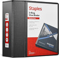 Staples 5" 3-Ring View Binder, D-Ring, Black (55441/26359)