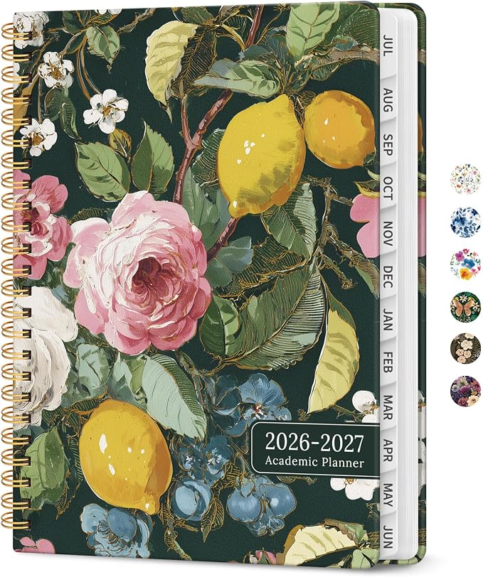 Taja Planner 2026-2027, Jul 2026-Jun 2027 Monthly & Weekly Calendar Planner | 6.3" x 8.5", Hardcover Academic Calendar, Teacher Student Agenda Book with Tabs, School Office Supplies, Colorful Painting