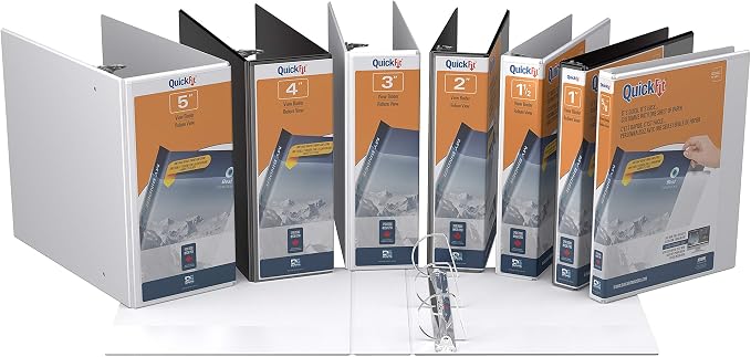 QuickFit View 3-Ring Binder, 1 1/2" Angle D-Rings, 50% Recycled, White (87020) (Pack of 2)