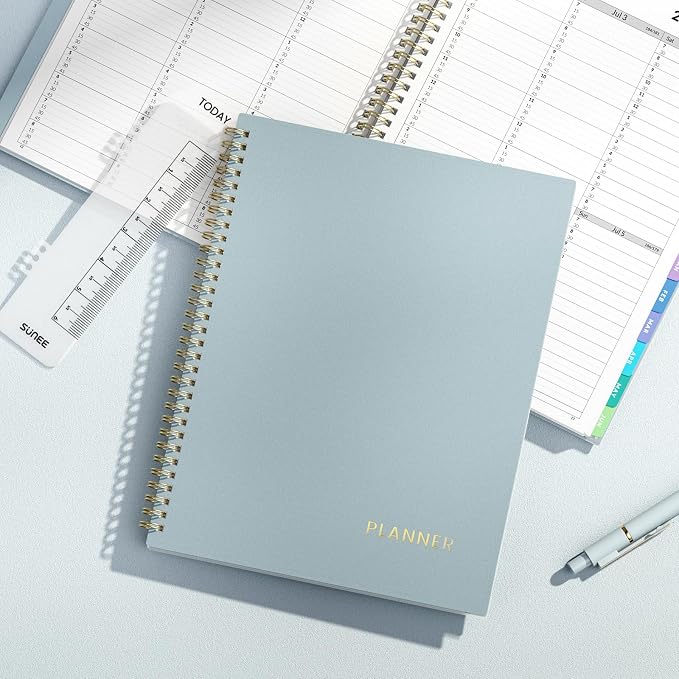 SUNEE 2026-2027 Appointment Book, Quarter-Hourly, Weekly & Monthly - from July 2026 to June 2027, 8.5"x11" Academic Planner, Flexible Cover, Note Pages, Bookmark, Spiral Binding, Blue