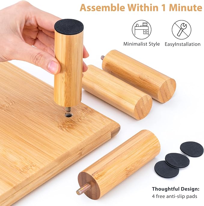 Bamboo Dual Monitor Stand Riser, Natural Desktop Shelf with Storage | 39.37-Inch Wide, Under-Shelf Storage for Keyboard, Mouse and Laptop, Fits Two 24-Inch Monitors in Home Office
