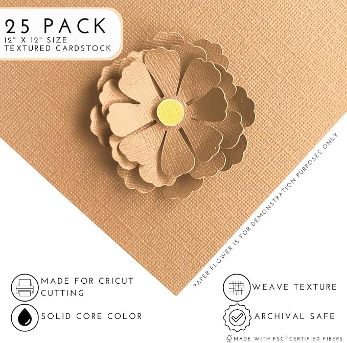 Cantaloupe—12x12 Textured Cardstock | 80lb Textured Orange Scrapbook Paper | Premium Cardstock for Cricut Cutting | 25 Sheets