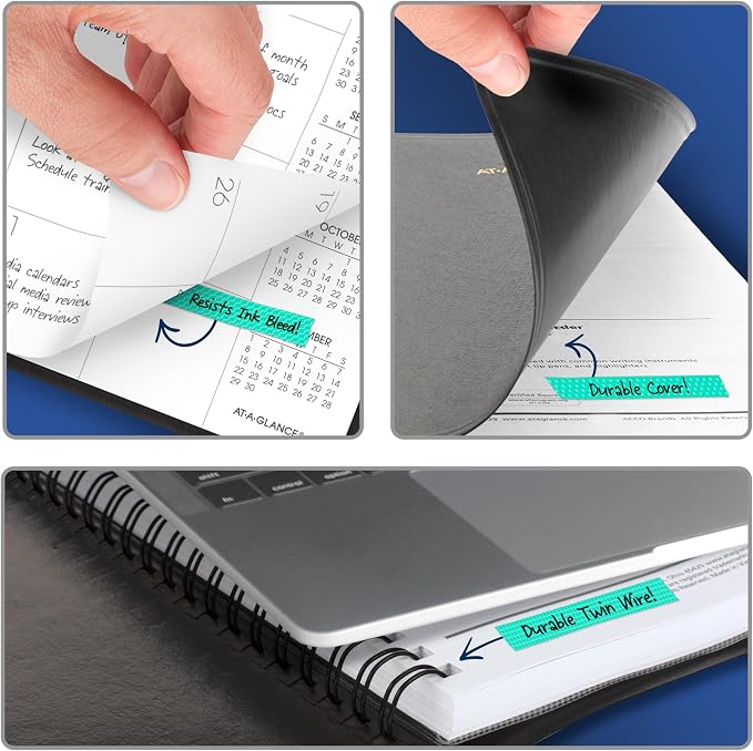 AT-A-GLANCE Planner 2026-2027 Monthly Academic 18-Month July-December Calendar Notebook, 7" x 8-3/4", Black (7012705)