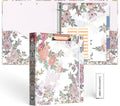 EYROZILL 3 Ring Binders 1 Inch 8.5" x 11", Aesthetic 3 Ring Binder with Pockets, Dividers, Clipboard, Binder for Appointment Record, Healthcare Organizer (Pear Blossom)