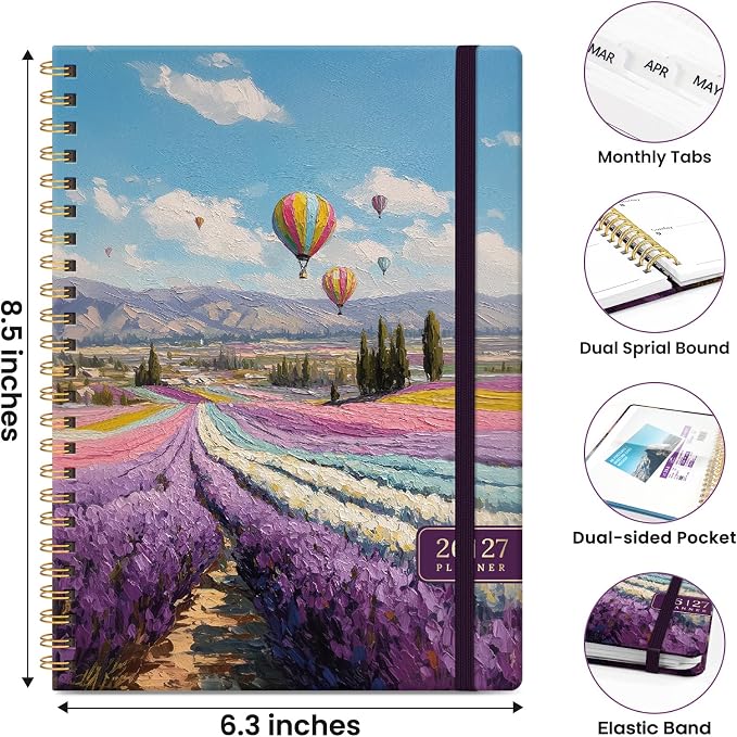 ZOTIA Academic Planner 2026-2027, Monthly & Weekly Jul 2026-Jun 2027 | Aero Petaline, 6.3" x 8.5" Calendar Planner for Women, Hardcover Pretty Organizer for Women, School Office Home Supplies