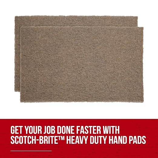 3M Scotch-Brite Heavy Duty Hand Pad 7440B, 6 in x 9 in, Pack of 40, Hand Sanding Pad - Metal Deburring and Finishing Pad - Coating and Corrosion Removal