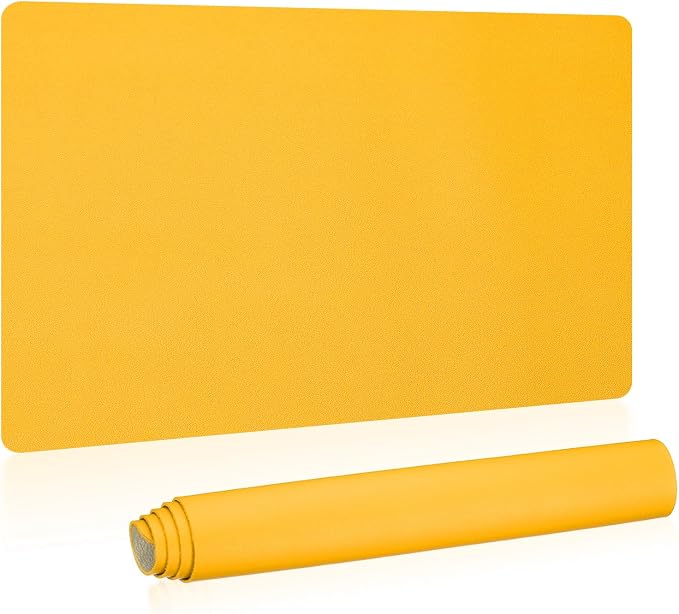 Patikil Desk Mat, 24"x13" Non-Slip Waterproof PU Leather Desk Pad Protector Cover Dual Sided for Office/Home Work/Study, Yellow