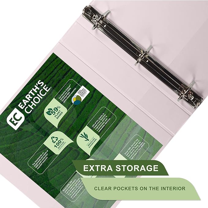 Samsill Plant-Based 1.5 Inch Durable D-Ring, View Binder, Eco-Friendly, USDA Certified Biobased, Single, Rose