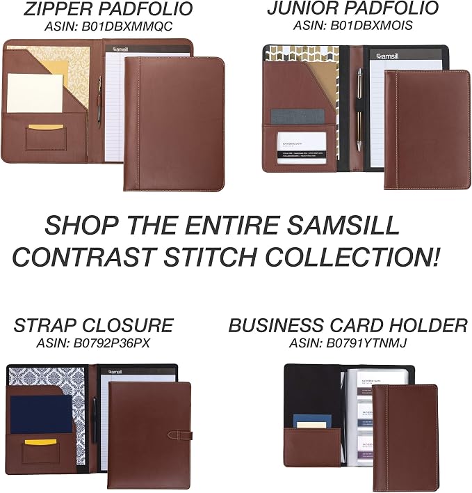 Samsill 1 Inch 3 Ring Binder, Leather, Brown with Contrast Stitching, 8.5X 11 Inch, 3 Rings, Notebook Binder, Portfolio Organizer, Planner, Journal