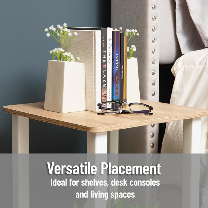 Mind Reader Cement Planter Bookends, Desk Decor and Indoor Plants, Set of 2, White