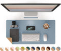 RENMTURE Dual-Sided Mouse Pad, Natural Cork & PU Leather Large Desk Pad for Office and Home Work, Desk Protector Non-Slip, Waterproof, Easy Clean (Blue Gray, 32"x16")