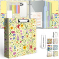 3 Ring Binder 2 Inch, Three Ring Binders Organizer with Clipboard, 5-Tabs Pockets Dividers, Plastic Folder, 18 Divider Stikers, KLLVE Cute Binder with Pen Loop (Garden Party, Letter Size)