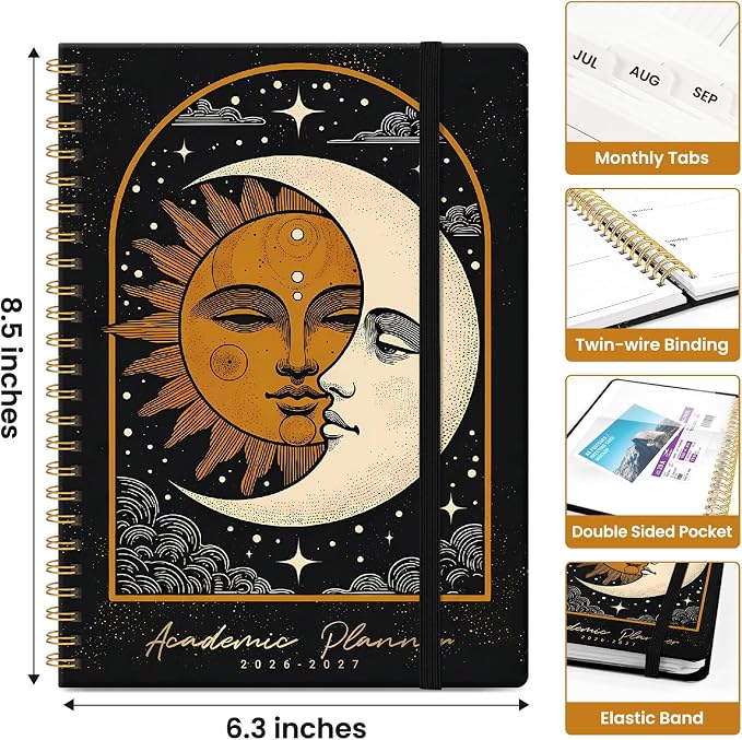 Academic Planner 2026-2027, Jul 2026-Jun 2027 Monthly & Weekly Planner