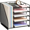 Desk Organizer, 5-Tier Paper Organizer Letter Tray, Black | Desk Organizers and Accessories, Office Desk Accessories & Workspace Organizers, Desktop File Organizer for Office Supplies