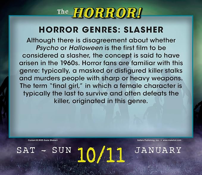 The Horror! 2026 Daily Desk Calendar: Boxed Page-a-Day Scary Movie & Trivia Calendar with Day-to-Day Frightening Facts for Horror Fans & Fright Fanatics