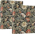 Vintage Sage Green Floral Binder 1.5 Inch Binder with Clipboard&Pockets, Retro Green Black Hardcover Binders 3 Ring, Heavy Duty Large File Folder for Office School Supplies - Holds 200 Sheets, 2 PC