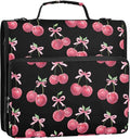 Watercolor Cherry Bow 3 Ring Binder Bag 1.5 inch Binder Organizer with Zipper Shoulder Strap 500 Sheet Documents Storage for School Office