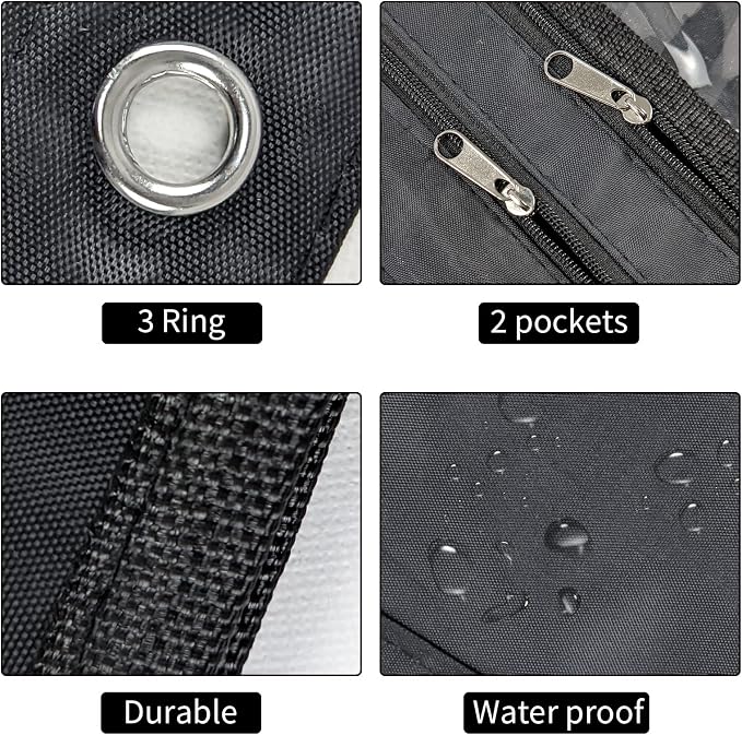 YoeeJob 18 Pack 1 Inch Expandable Zipper Pencil Pouches with Clear Window for 3 Ring Binder, Suitable for School & Office（Black）