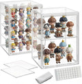 Clear Acrylic Display Case for Figures, 4 Layer Adjustable Acrylic Boxes for Display, Stackable Display Boxes for Collectibles, Action Figure Display Case for Shoe, Bread, Cosmetic, Handbag, 2 Pack