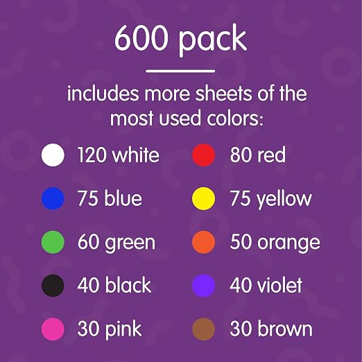 Colorations Color Construction Paper, Smart Pack, Assorted Color Paper, Colored Paper, Coloring Paper, Drawing, Craft Paper,Classroom Supplies, Kids Construction paper, 600 Sheets,Home,Home School Use | 600 Sheets Smartpack Colored Paper, Bulk Pack Art...