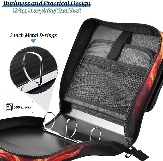 Dragon Phoenix 3 Ring Binder Bag 1.5 inch Binder Organizer with Zipper Shoulder Strap 500 Sheet Documents Storage for School Office