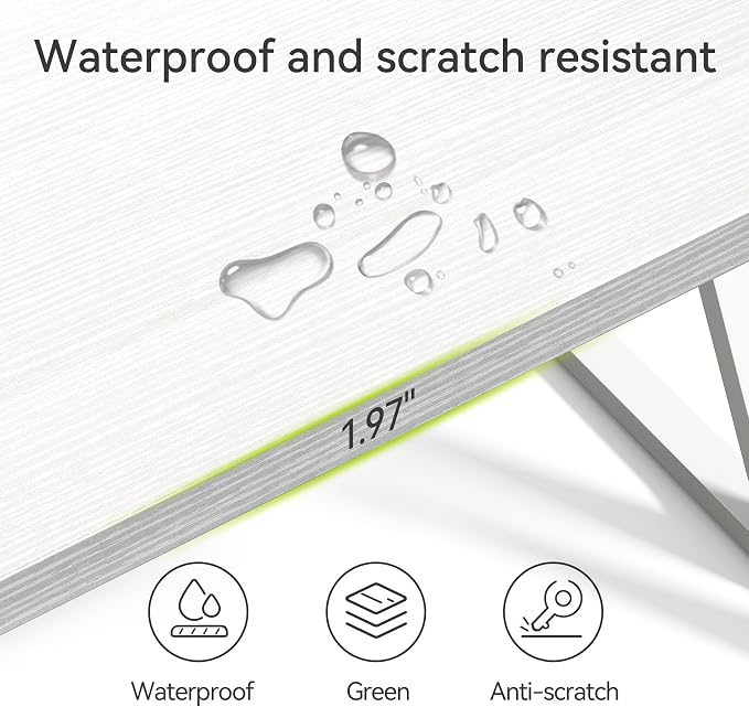 LITTLE TREE 55 Inch Large Simple Industrial Computer Desk Study Writing Table Home Office Workstation,White