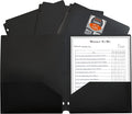 C-Line Two-Pocket Heavyweight Poly Portfolio Folder with Three-Hole Punch, Box of 25, Black (33931-25)