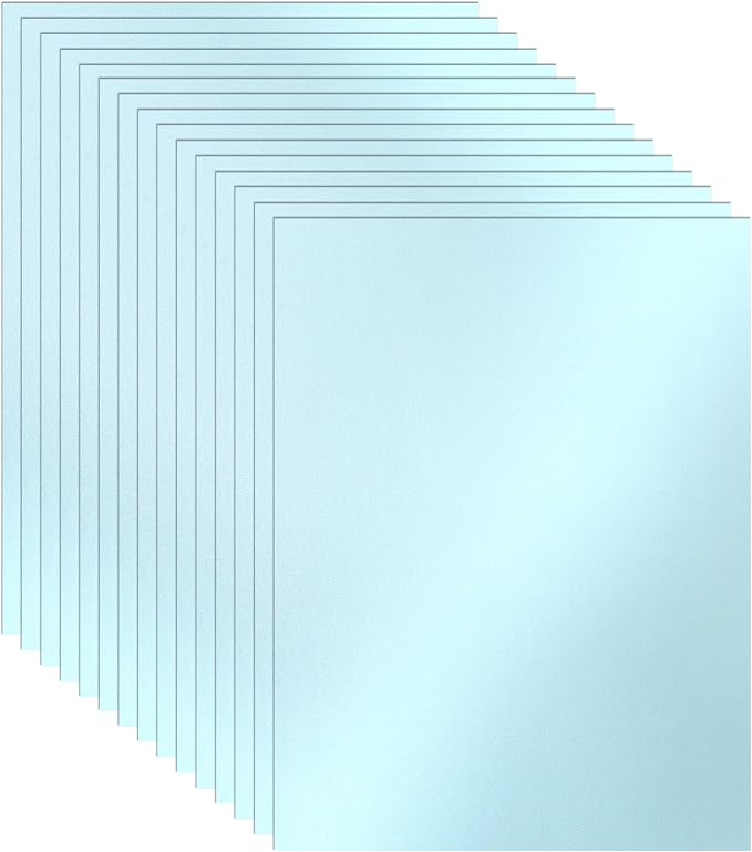 Guakicae 100 Sheets Light Blue Shimmer Cardstock 8.5 x 11 Craft Paper 92lb | Heavyweight Certificate Paper Card Stock for Wedding Invitations, Greeting Cards, Making Cards, Office Printing