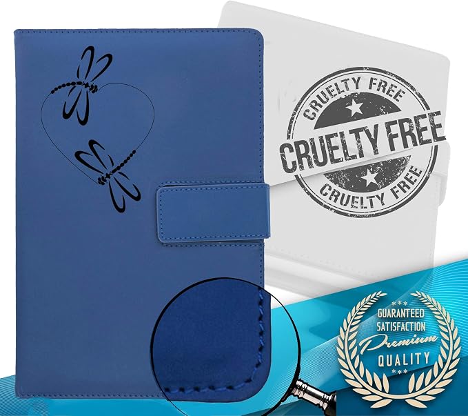 The Amazing Office Dragonfly Heart Refillable Journal, Blue Faux Leather, 200 Lined Pages, 5.75x8.5 Inch Notebook with Magnetic Clasp and Pen Holder, Writing Diary for Women and Men