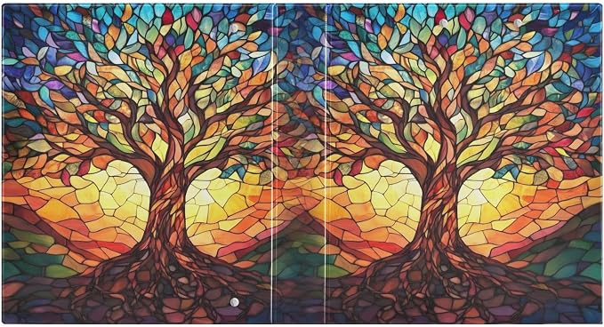3 Ring Binder Tree of Life with Leaves 1.5 inch Binders Three Ring Binders with Clipboard Fit 8.5'' x 11'' Paper 3 Interior PVC Clear Pockets for Office Supplies