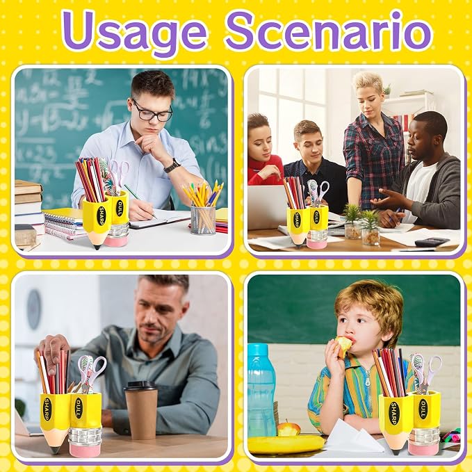 Cholemy Sharp Dull Pencil Holder for Classroom,Yellow | Pencil Dispenser Holder, Pencil Shaped Storage Organizer, Back to School, Students, Teachers, Library, Office Supplies