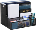 Mind Reader Desktop Organizer with Hanging File Storage, 4 Compartment Letter Size File Holder, Metal Mesh Desk Organizer for Office and Home, Black