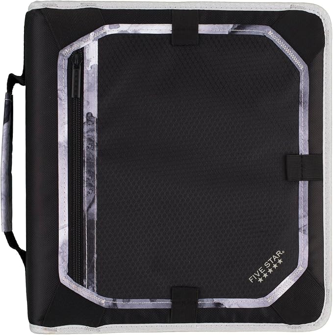 Five Star Zipper Binder, 2 Inch 3-Ring Binder with Round Rings, Expansion Panel and 5-Tab Expanding File, 580 Sheet Capacity, Black (29052IT8)