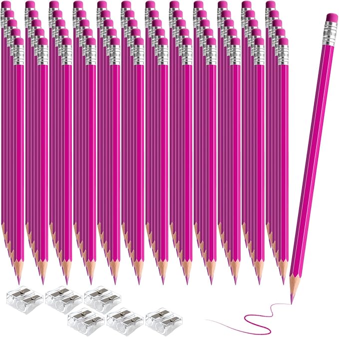 120 PCS Pink Pencils Bulk with Eraser, Pre-Sharpened HB Spring & Easter Pencils for Kids, School Supplies for Writing, Drawing & Easter Art Crafts (Pink)
