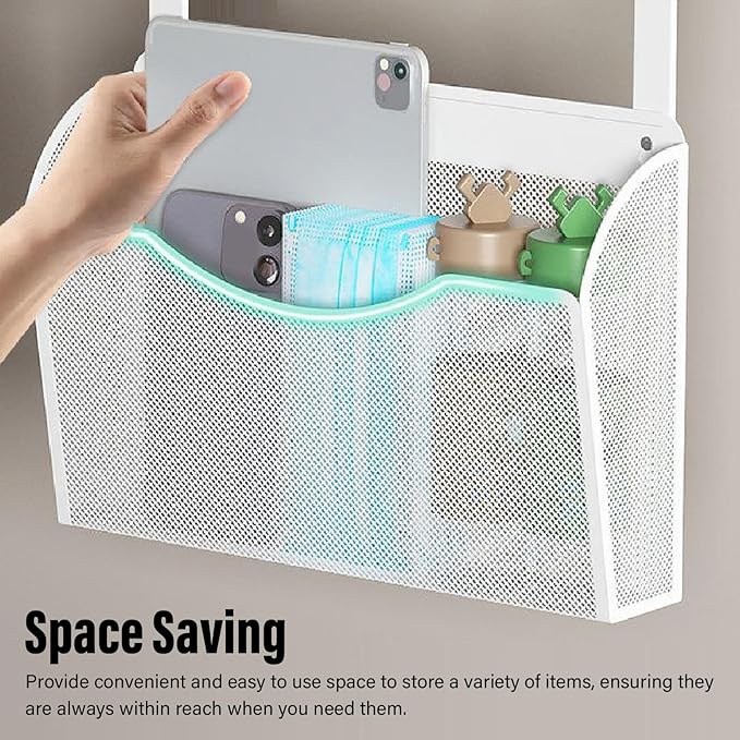Asixxsix Under Desk Drawer, Desk Side Storage, Hanging Desk Organizer, Clamp On Desk Organizer, Mesh Metal Desk Drawer, Side Desk Organizer for Office and Home (White)