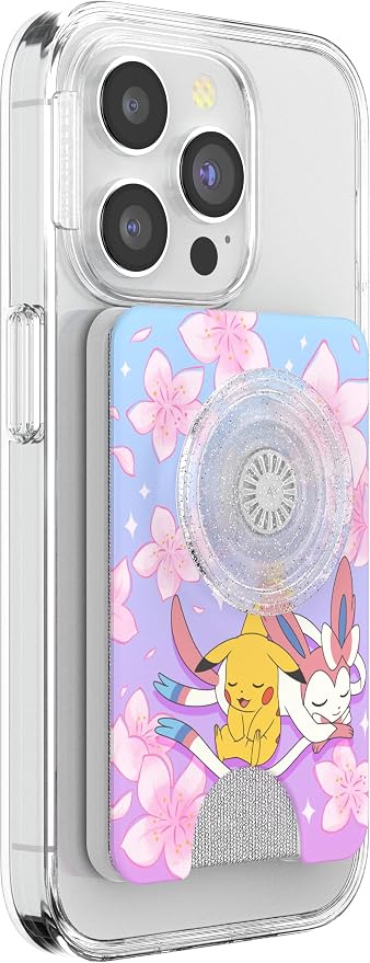 PopSockets Phone Wallet for MagSafe with Grip- Sakura Dreams | PopWallet, Holds 3 Cards, Magnetic, Removable, Secure, Pokemon, Gengar, Eevee, Pink