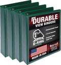 Samsill Durable 1.5 inch 3 Ring Binder, D Ring Binder, 100% Recycled Chipboard, Green, 4 Pack
