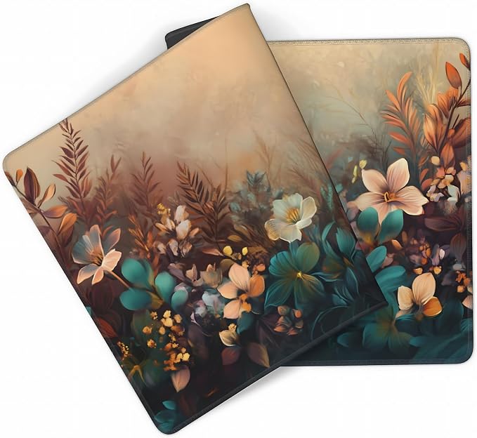 Floral Aesthetic Azalea Gaming Mouse Pad, Earth Tone Dreamy Desk Mat with Anti-Slip Base & Stitched Edges, Office Supplies & Desk Decor for Women, 35.4" x 15.7" in Home Office Essentials