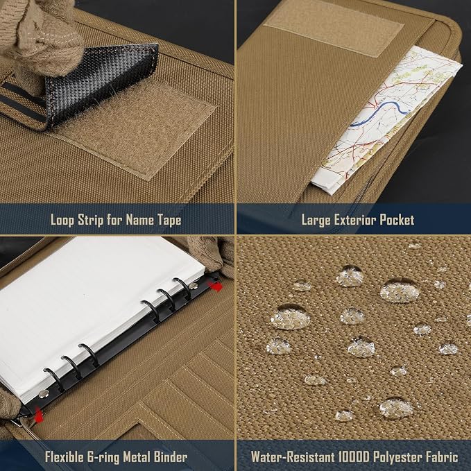 WYNEX Tactical Notebook Padfolio 6 Ring Binder, A5 Refill Paper | M-7.3x10" Zip Hardcover Notebook, 80 Sheets Loose Leaf Paper, 1"O-ring Water-Resistant Planner, for Office College Field Gift