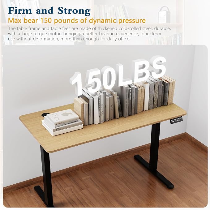 Shintenchi Standing Desk, Height Adjustable Electric Sit Stand up Desk, Ergonomic Rising Computer Table, 48x24 Inch Modern Lift Gaming Desk Workstation for Home Office, Black & Walnut