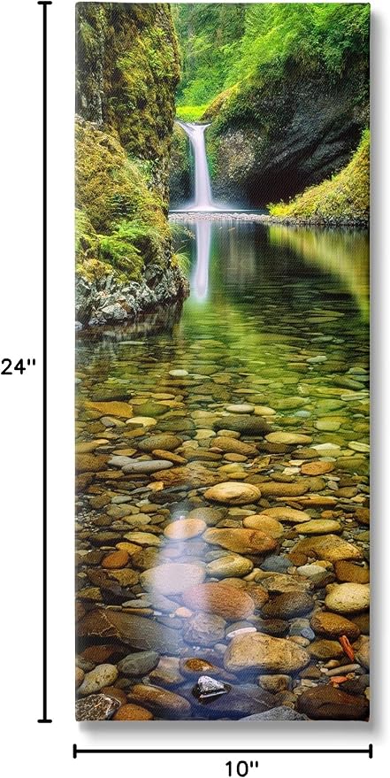 Stupell Industries Clear Stream Waterfall, 10 x 24 Inch Canvas Wall Art | Stupell Industries · By Dennis Frates · Ready to hang · Nature inspired decor for living room or office · Made in USA