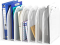 FANXIYQ White 7-Section File Folder Organizer for Desk, Metal Vertical File Holder Stand, Desktop File Organizer Rack for Letter/A4 Folders, Papers, Books, Office Classroom Home