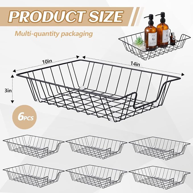 Yeaqee 6 Pcs Letter Tray Classroom Paper Trays,14'' X 10'' X 3'',Black