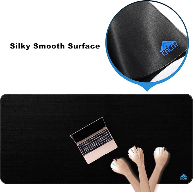 Cacoy Large Gaming Mouse Pad 48"x16" Stitched Edges XXL Desk Mousepad Black | XXL Ultra-Smooth Gamer Desk Mat Waterproof Extended Computer Mouse Mat Non-Slip Rubber Base Keyboard Pad for Office and Home