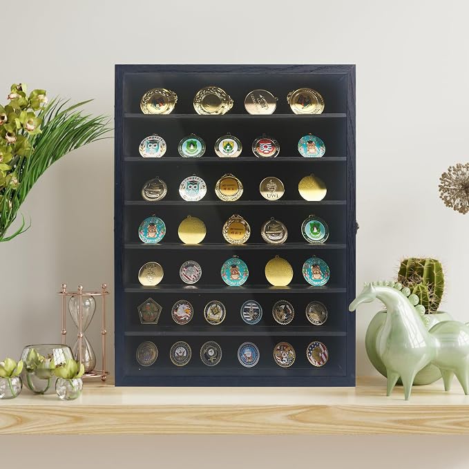16x20 Shadow Boxes Display Cases with Shelves, Black Deep Shadow Box Frame for Keepsake Collectibles, Coins Military Medals Pins Wedding Flowers