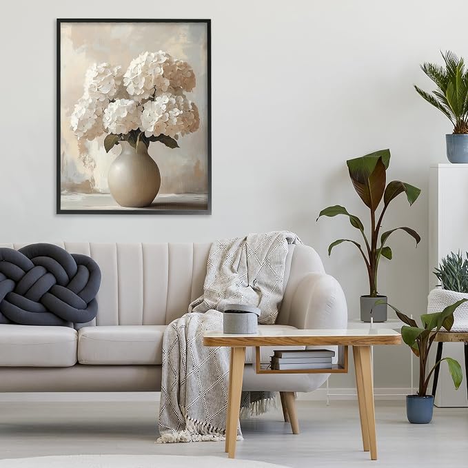 'Vase of Hydrangeas in Bloom'| Framed Giclee Art | Stupell Industries | Black, 24 x 30 Inches, Easy to Hang and Sturdy, Made in USA, by LSR Design Studio