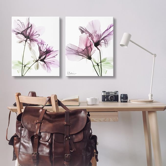 Stupell Industries 'Purple Flower Bloom Design', 2pc Canvas Art Set 2, 24 x 30 Inches, Easy to Hang and Sturdy, Made in USA, by Albert Koetsier | Stupell Industries | 24 x 30 Inches, Easy to Hang and Sturdy, Made in USA, by Albert Koetsier